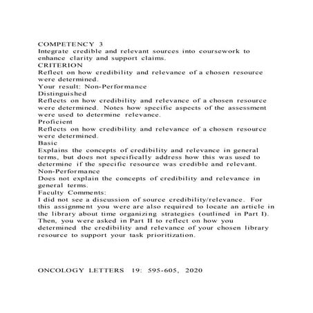 COMPETENCY 3Integrate credible and relevant sources into coursew