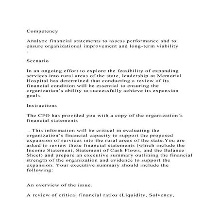 CompetencyAnalyze financial statements to assess performance a.docx