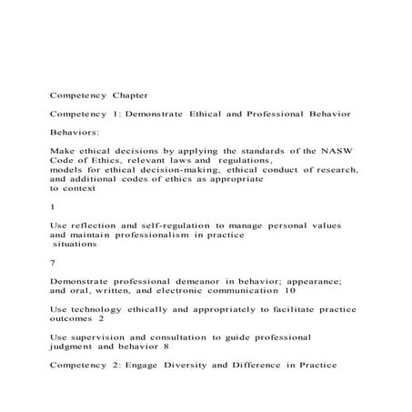 Competency ChapterCompetency 1 Demonstrate Ethical an