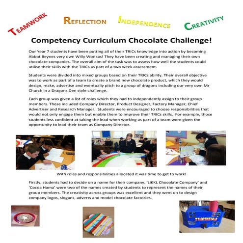 Competency curriculum chocolate challenge 1