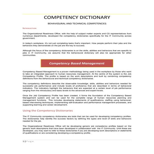 Competency dictionay