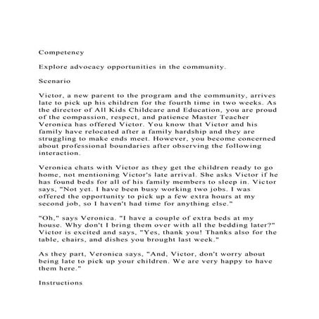 CompetencyExplore advocacy opportunities in the community..docx