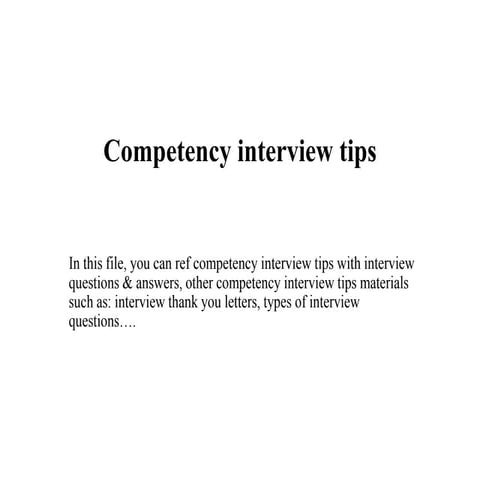 Competency interview tips