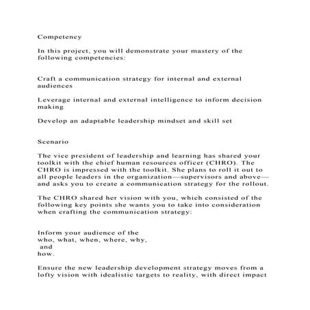 CompetencyIn this project, you will demonstrate your mastery of .docx