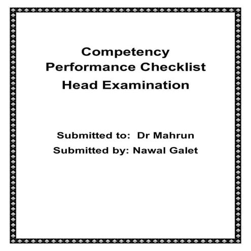 Competency performance checklist head examination