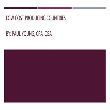 Competing against Low Cost Producing Countries