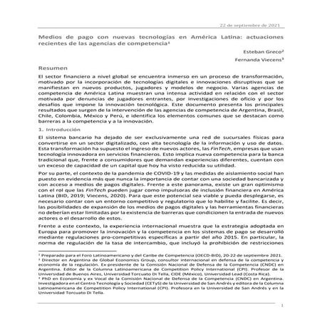 Competition and Payment Card Interchange Fees– Esteban Greco, Global Economics Group – OECD-IDB Latin American and Caribbean Competition Forum - 22 September 2021