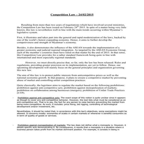Myanmar _ Competition Law