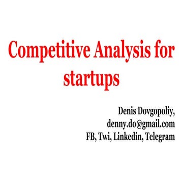 Webinar: Competitive Analysis for startups
