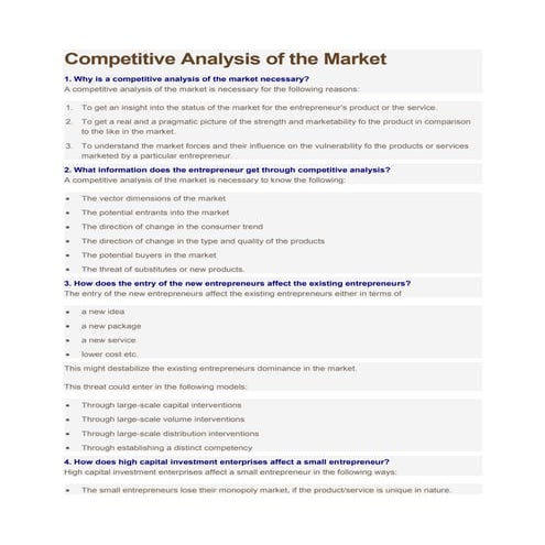 Competitive analysis of the market