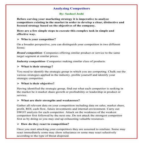 Competitive market analysis