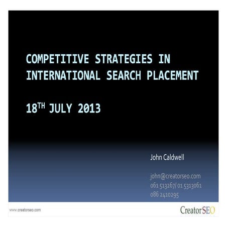 Competitive Seo Strategies | John Caldwell - CreatorSEO