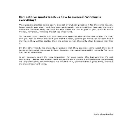 Competitive sports teach us how to succeed