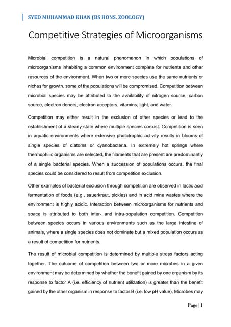 Competitive Strategies of Microorganisms