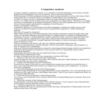 Competitor analysis