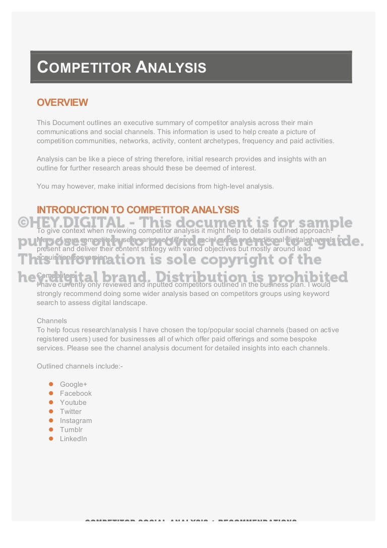 Competitor analysis report example picture