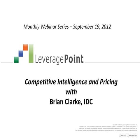 Competitve Intelligence and Pricing