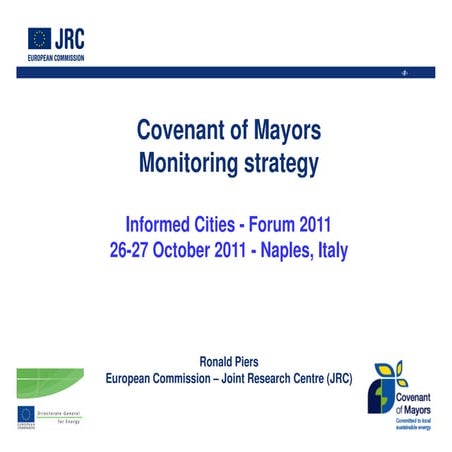 Covenant of Mayors: The EU Policy framework involving cities to reach ...