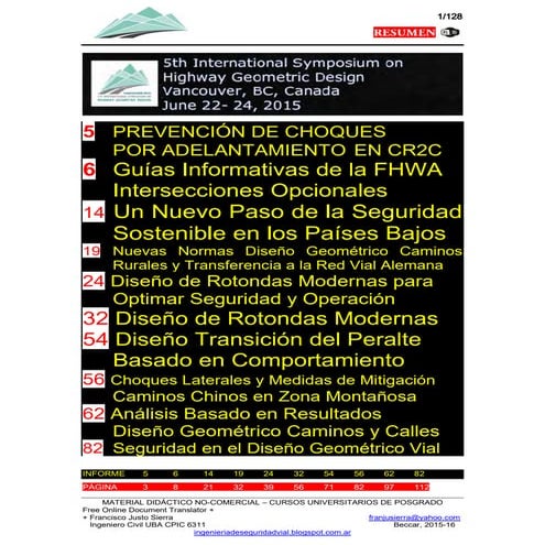 Compilación trabajos isv 10 informes simposio vancouver 2015