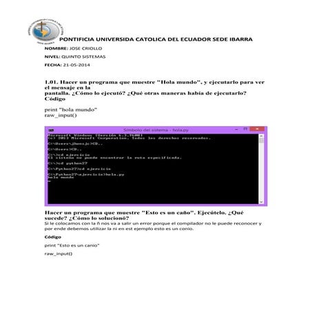 Compiladores ejercicios en python | PDF