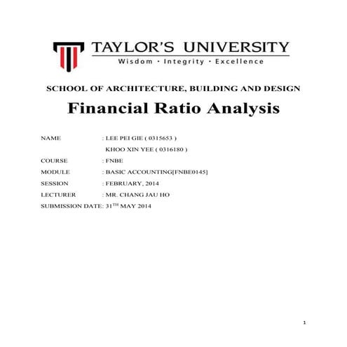 Accounting Financial Ratio Analysis