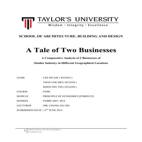 Economic Comparative Analysis Of Two Businesses