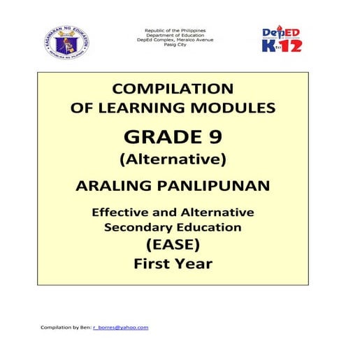 Grade 9 (Alternative) Araling Panlipunan III - Learning Module for Effective ...