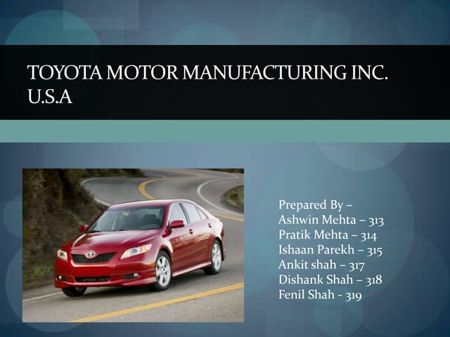 Toyota Motor Manufacturing Inc - Ca...