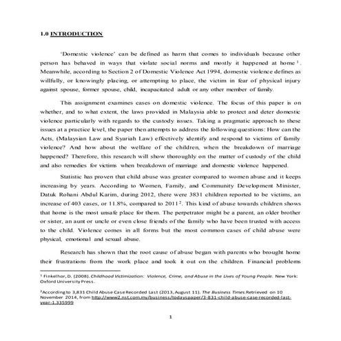 Custody Issues in Context of Domestic Violence for Muslim and Non-Muslim