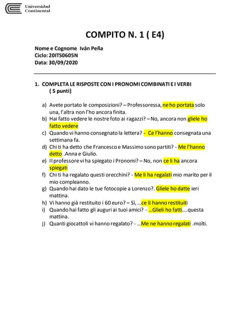 Compito n 1. ivan peña