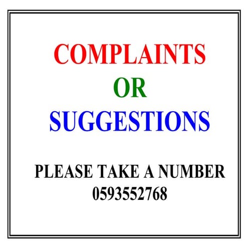 Complain and suggestion | DOC