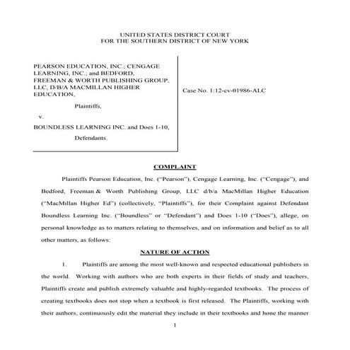 Pearson et al v Boundless Learning