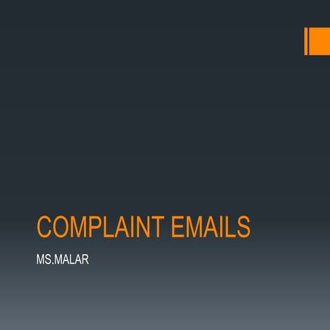 BUSINESS ENGLISH - COMPLAINT E MAILS | PPTX