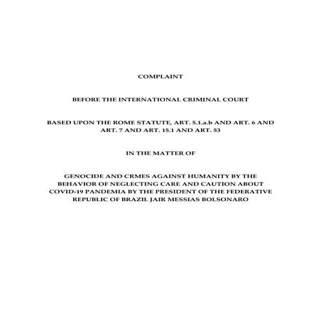 Pedido enviado ao Tribunal Penal Internacional | PDF
