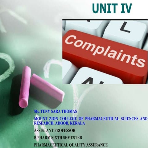 Pharmaceutical Complaints