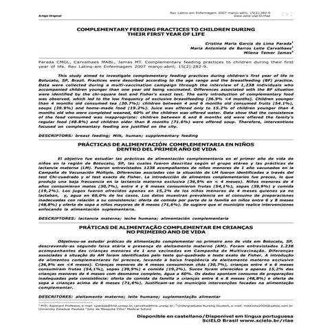 Complementary Feeding Practices To Children During