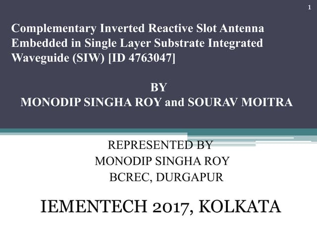 Complementary inverted reactive slot antenna embedded in single