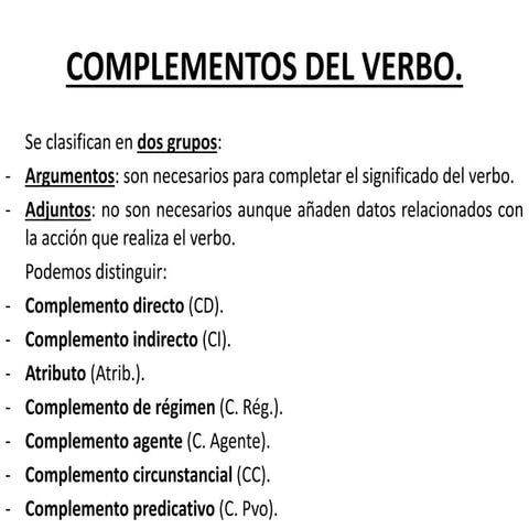 Complementos del verbo