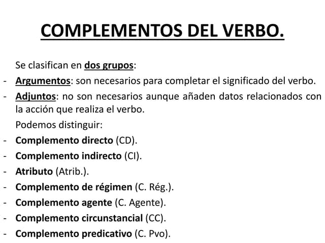 Complementos del verbo | PPT