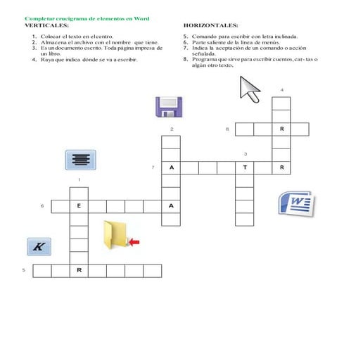 Completar crucigrama de elementos en word