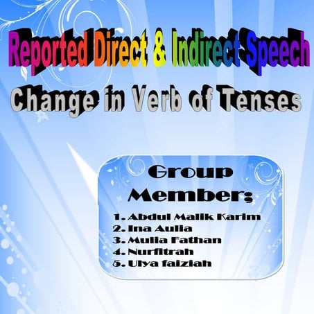 English Lesson - Reported Direct & Indirect Speech Change in verb of Tenses