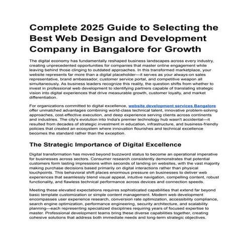 Complete 2025 Guide to Selecting the Best Web Design and Development Company ...