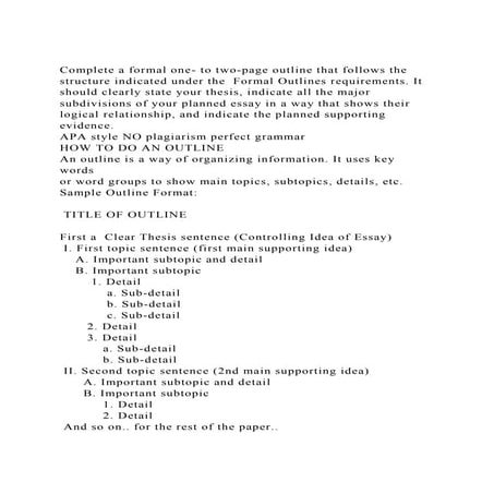 Complete a formal one- to two-page outline that follows the struct.docx