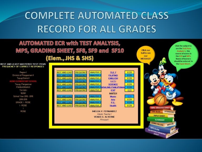 COMPLETE AUTOMATED CLASS RECORD with 2 Types of Test Item Analysis, M…