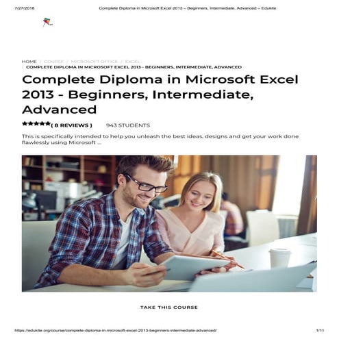 Complete Diploma in Microsoft Excel 2013 – Beginners, Intermediate, Advanced ...