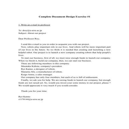 Complete document design exercise #1