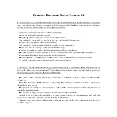 Complete document design exercise #4