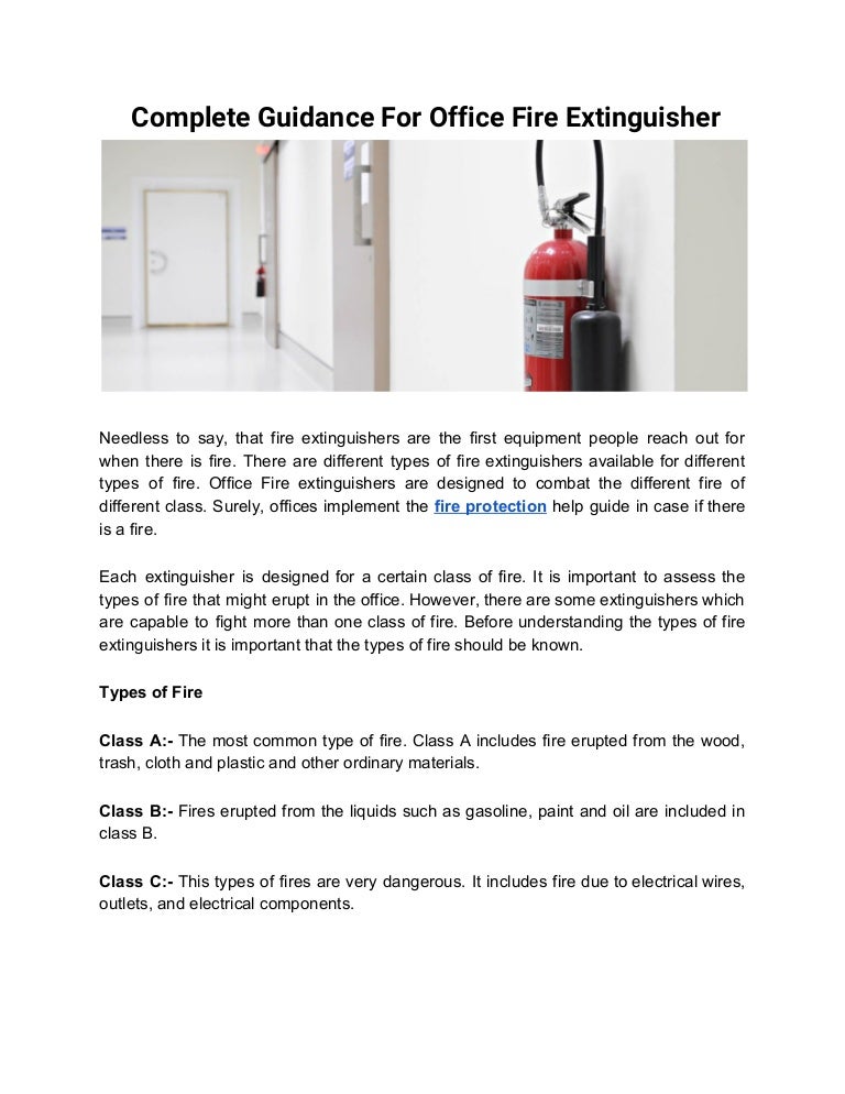 A Brief Explanation On Office Fire Extinguishers