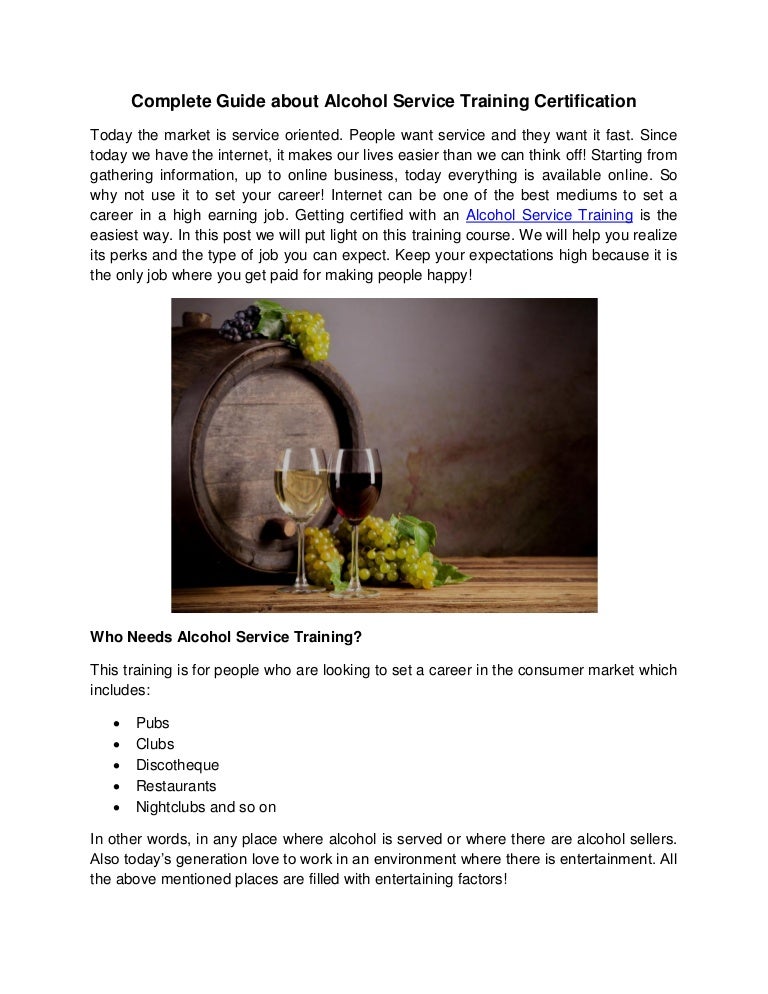 Complete guide about alcohol service training certification