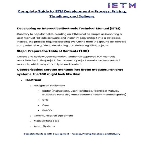 Complete Guide to IETM Development – Process, Pricing, Timelines, and ...